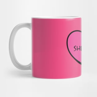 Pronoun She/Her Conversation Heart in Pink Mug